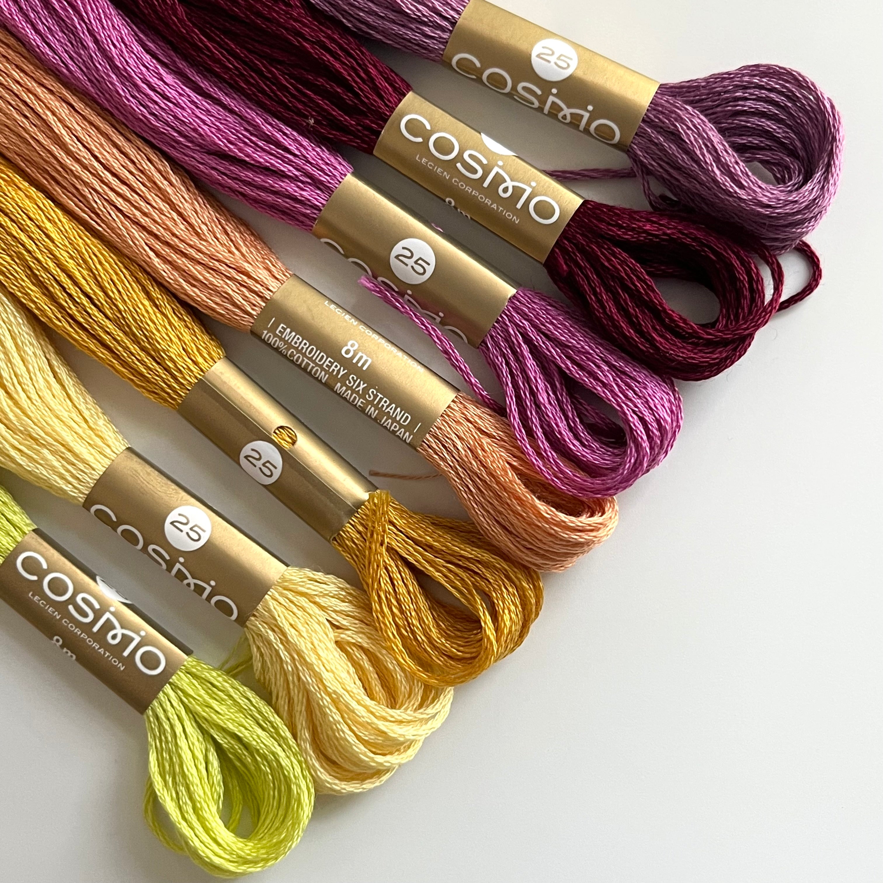 Cosmo Cotton Embroidery Floss 8m Skein - Greens/Blues/Purples