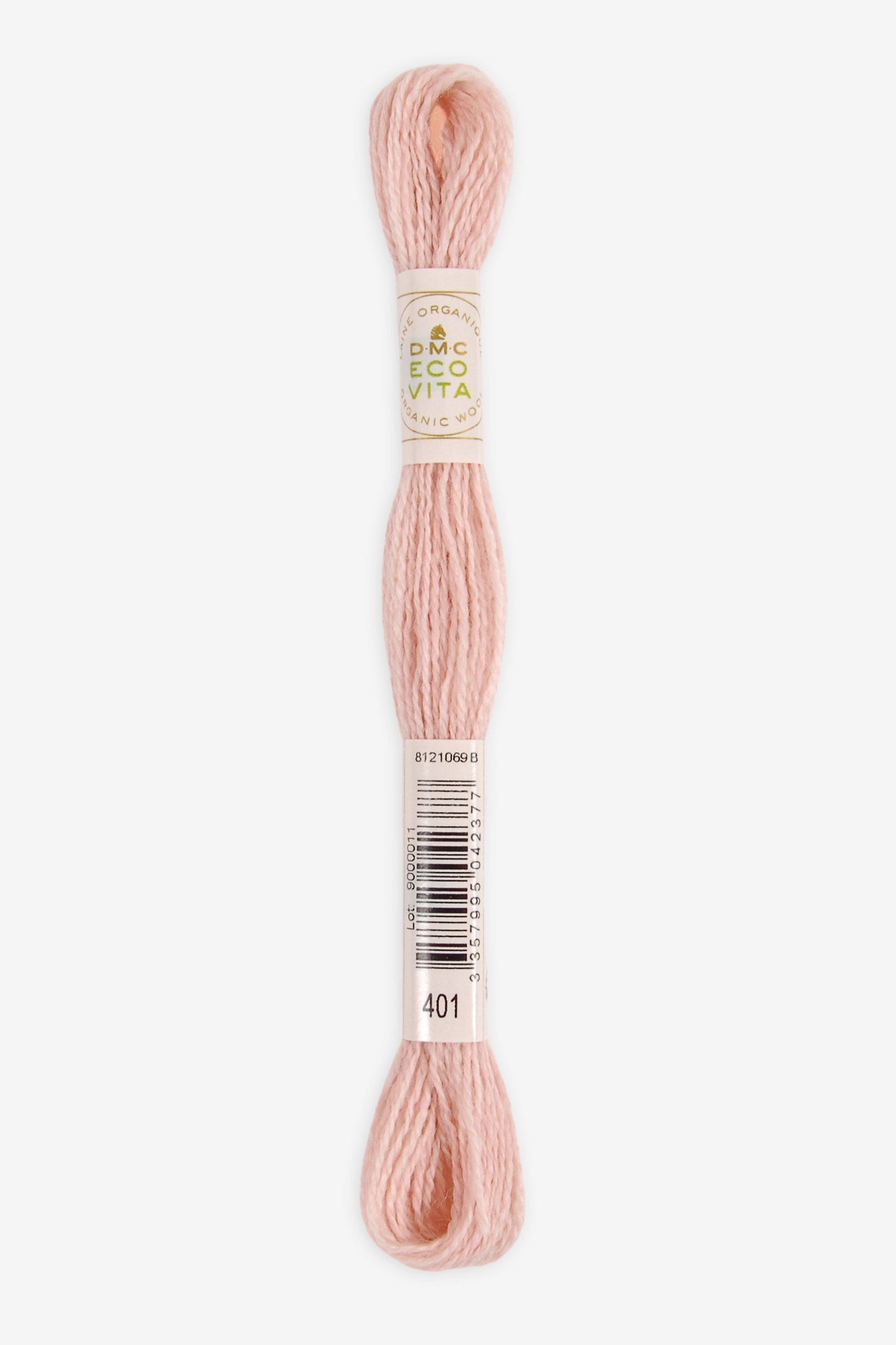 Single skein of Eco Vita Crewel Wool thread from DMC in color #401 against a white background