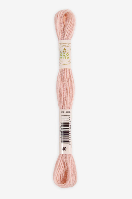 Single skein of Eco Vita Crewel Wool thread from DMC in color #401 against a white background