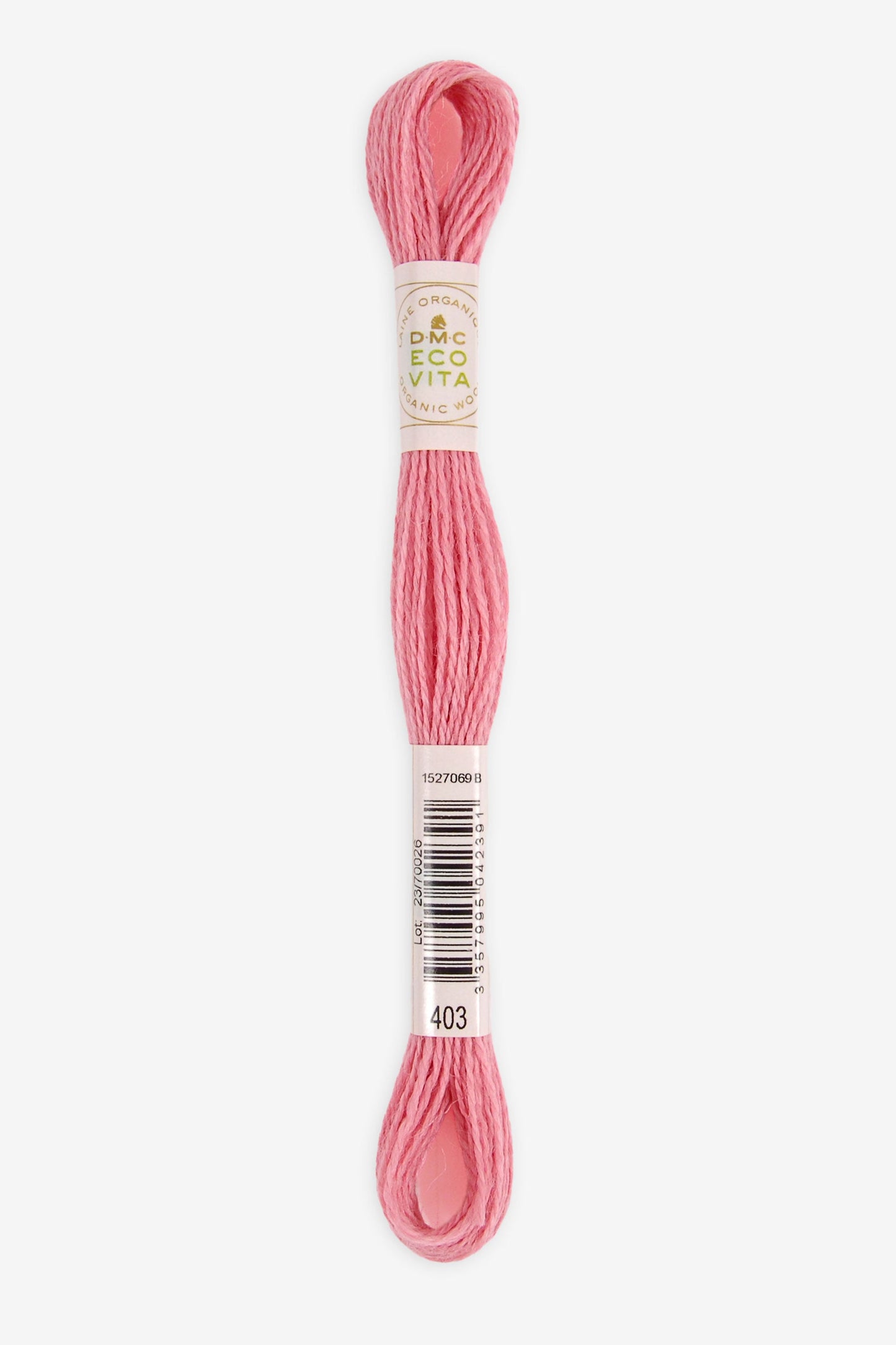 Single skein of Eco Vita Crewel Wool thread from DMC in color #403 against a white background