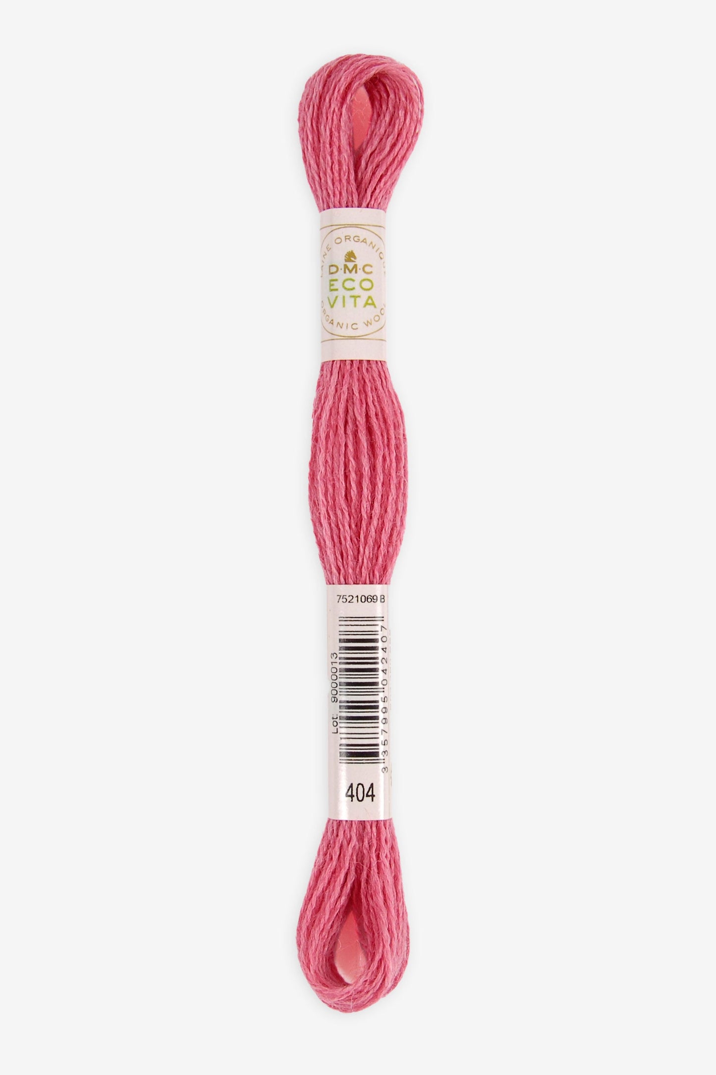 Single skein of Eco Vita Crewel Wool thread from DMC in color #404 against a white background