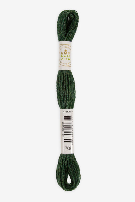 Single skein of Eco Vita Crewel Wool thread from DMC in color #708 against a white background