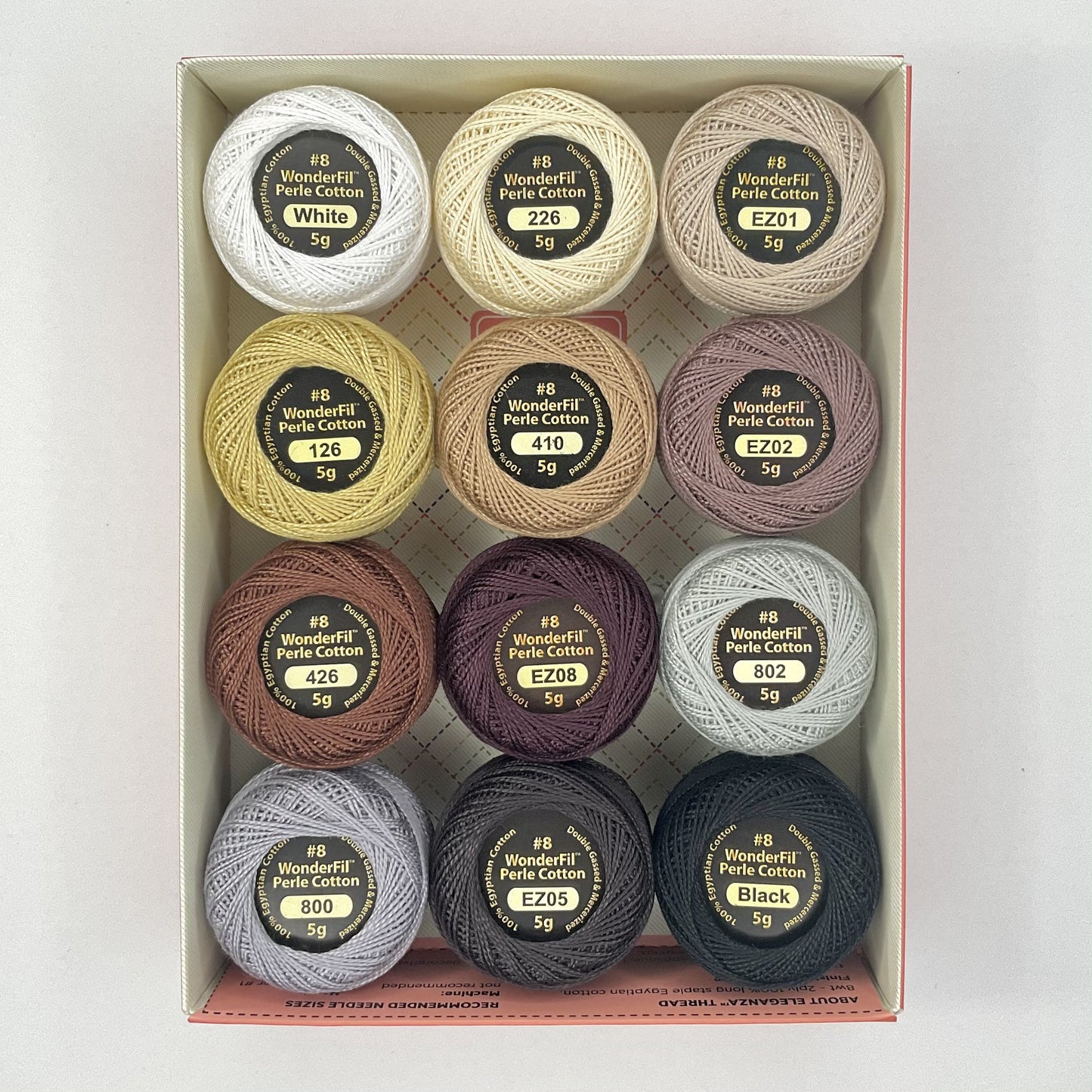 Eleganza #8 Perle Cotton 12-Ball Set, Neutrals