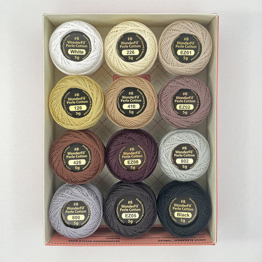 Eleganza #8 Perle Cotton 12-Ball Set, Neutrals