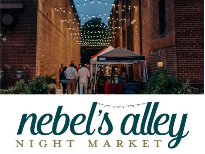 Nebel's Alley Night Market Scene and Logo