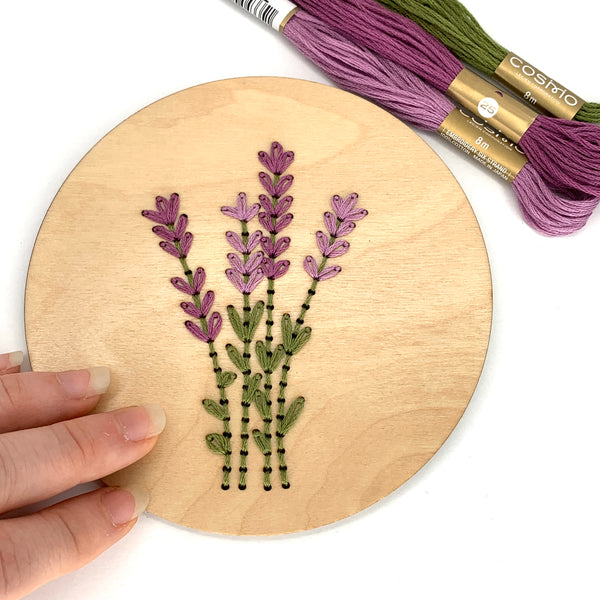 Lavender Wooden Embroidery Stitch Disk Kit