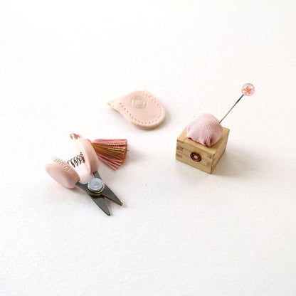 Set of Mini Scissors and Mini Masu Pin Cushion, Sakura